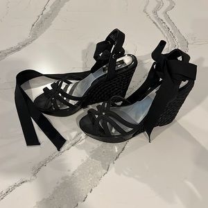 Black wedge sandals